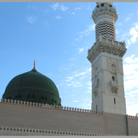 گنبد سبز مسجد النبی در مدینه شاخص